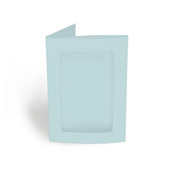 Passepartoutkarte rechteck 3-Fach DIN B6 in struktur puderblau