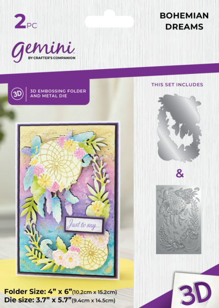 Gemini - Prägefolder & Stanzschablone "Bohemian Dreams" 3D Embossing Folder &  Dies 