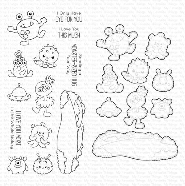 My Favorite Things - Stanzschablone & Stempelset "Monster Love" Die-namics & Clear Stamps