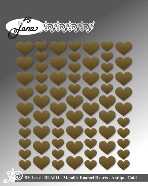 By Lene - Enamel Hearts "Metallic Gold" 70 Stück