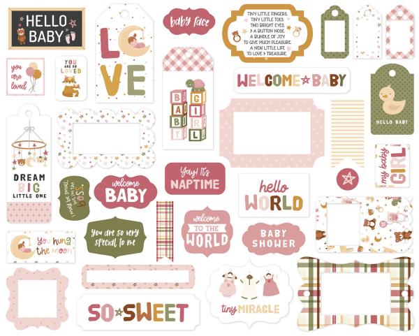Echo Park - Stanzteile & Anhänger "Special Delivery Baby Girl" Frames & Tags 
