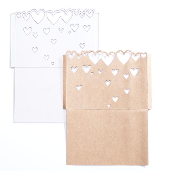 Mundart - Stanzschablone 15,20x11,90cm "Verpackung mit Herzen" Dies
