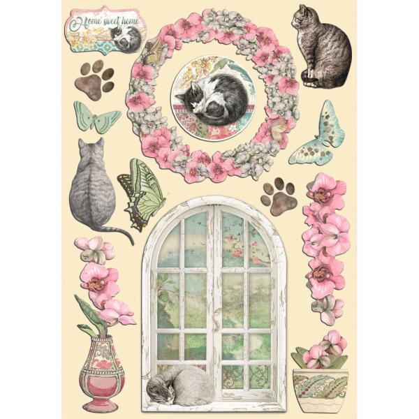 Stamperia - Holzteile A5 "Orchids and Cats" Wooden Shapes