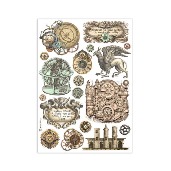 Stamperia - Washi Papier "Sir Vagabond in Fantasy World" Washi Pad 14,8x21cm - 8 Bogen