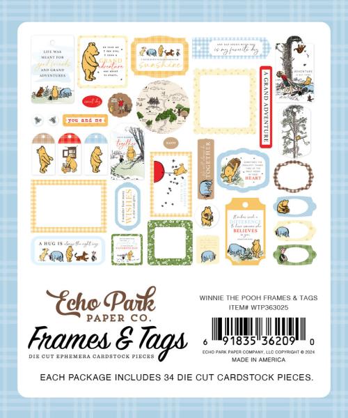 Echo Park - Stanzteile & Anhänger "Winnie The Pooh" Frames & Tags 