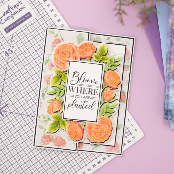 Gemini - Prägefolder, Stempelset & Stanzschablone "Blooming Roses" Embossing Folder, Stamp & Die