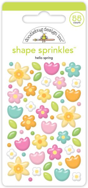 Doodlebug Design - Epoxy Sticker "Hello Spring" Shape Sprinkles