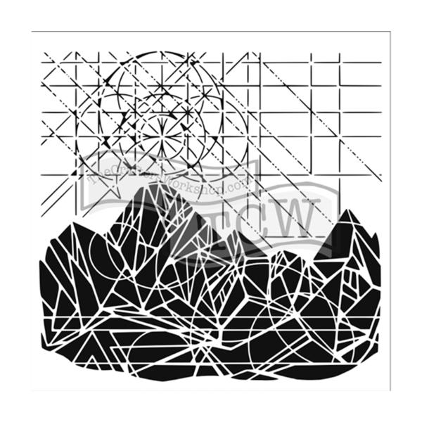 The Crafters Workshop - Schablone 30x30cm "Geo Landscape" Template