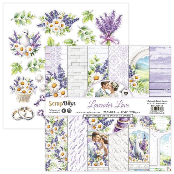 ScrapBoys - Designpapier "Lavender Love" Paper Pack 8x8 Inch - 12 Bogen
