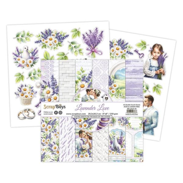 ScrapBoys - Designpapier "Lavender Love" Paper Pack 8x8 Inch - 12 Bogen