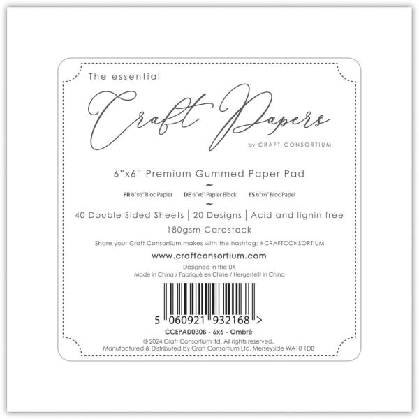 Craft Consortium - Designpapier "Ombre" Paper Pad 6x6 Inch - 40 Bogen