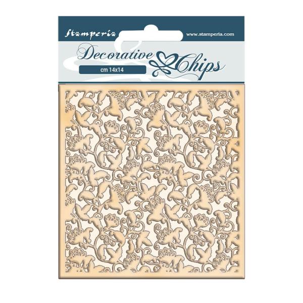 Stamperia - Holzteile 14x14 cm "Winter Tales Ramage" Decorative Chips