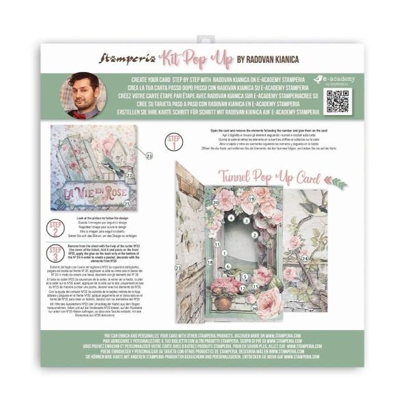 Stamperia - Designpapier "House of Roses Tunnel" Pop Up Kit 12x12 Inch - 3 Bogen
