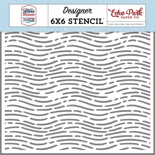 Echo Park - Schablone "Waving Lines" Stencil 6x6 Inch