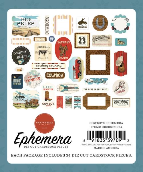 Carta Bella - Stanzteile "Cowboys" Ephemera