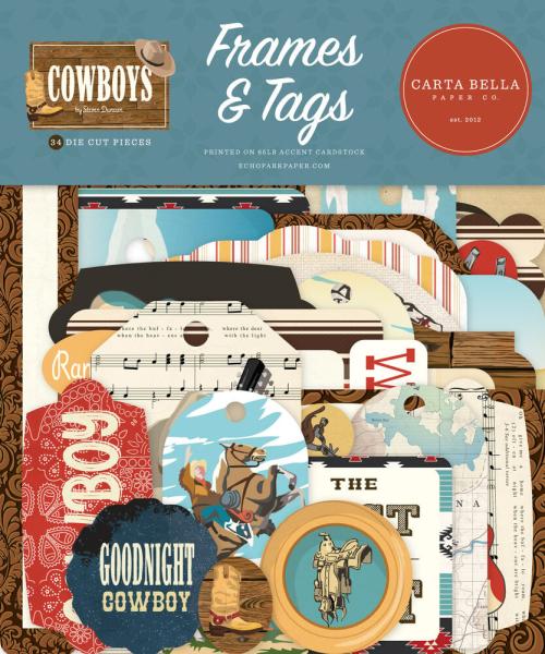 Carta Bella - Stanzteile & Anhänger "Cowboys" Ephemera Frames & Tags