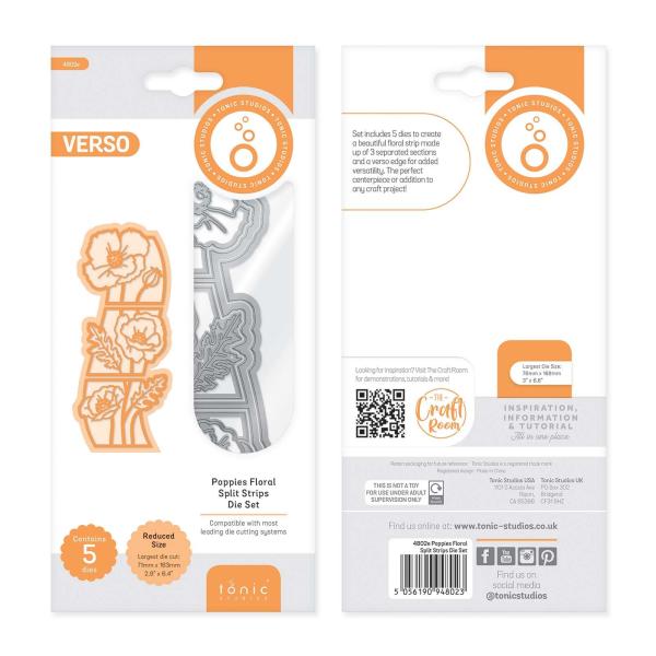 Tonic Studios - Stanzschablone "Poppies Floral Split Strips" Dies 