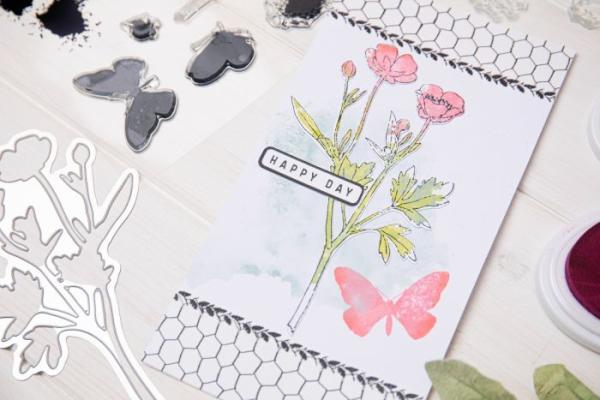 Sizzix - Stanzschablone & Stempelset "Painted Pencil Botanical" Framelits Craft Dies & Clear Stamps by 49 and Market