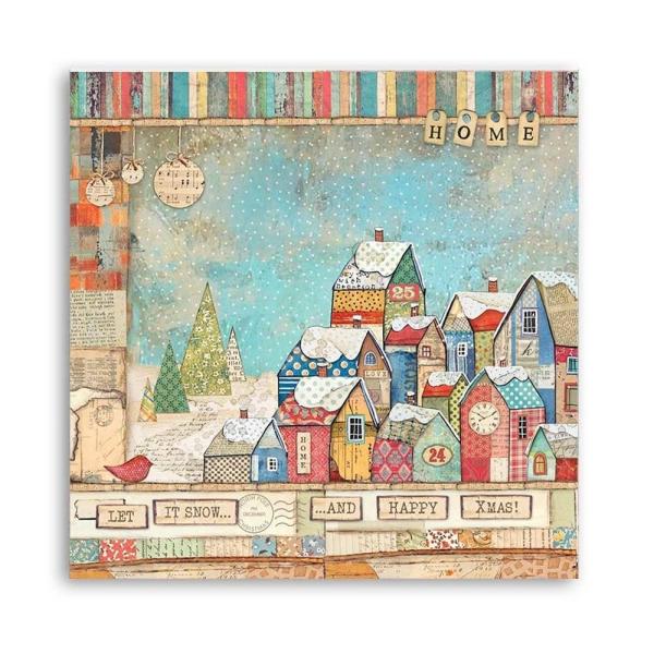 Stamperia - Designpapier "Christmas Patchwork Houses" Paper Sheets 12x12 Inch - 10 Bogen