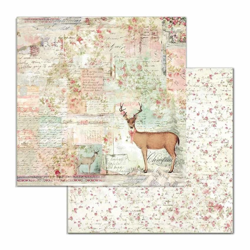 Stamperia - Designpapier "Pink Christmas" Paper Pack 6x6 Inch - 10 Bogen