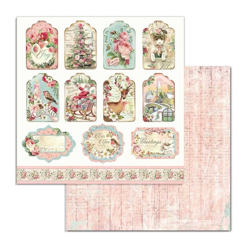 Stamperia - Designpapier "Pink Christmas" Paper Pack 6x6 Inch - 10 Bogen