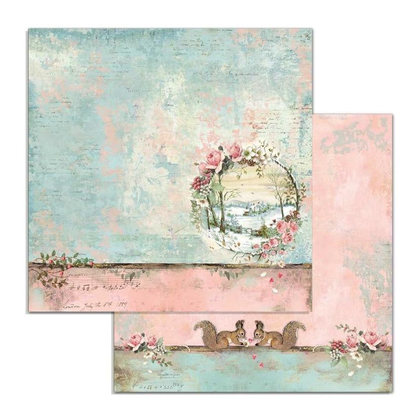 Stamperia - Designpapier "Pink Christmas" Paper Pack 6x6 Inch - 10 Bogen