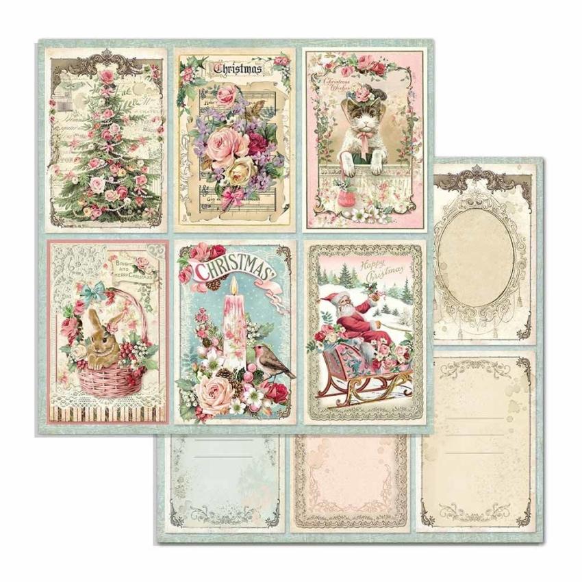 Stamperia - Designpapier "Pink Christmas" Paper Pack 6x6 Inch - 10 Bogen