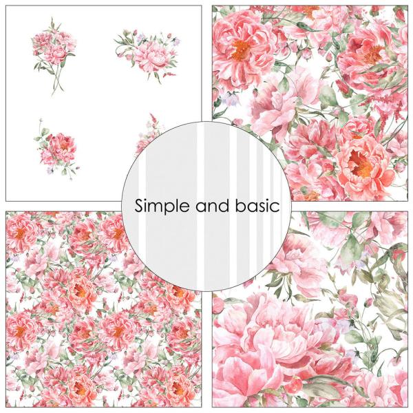 Simple and Basic - Designpapier "Opulent Pink Flowers" Paper Pack 6x6 Inch - 24 Bogen 