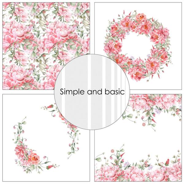 Simple and Basic - Designpapier "Opulent Pink Flowers" Paper Pack 6x6 Inch - 24 Bogen 