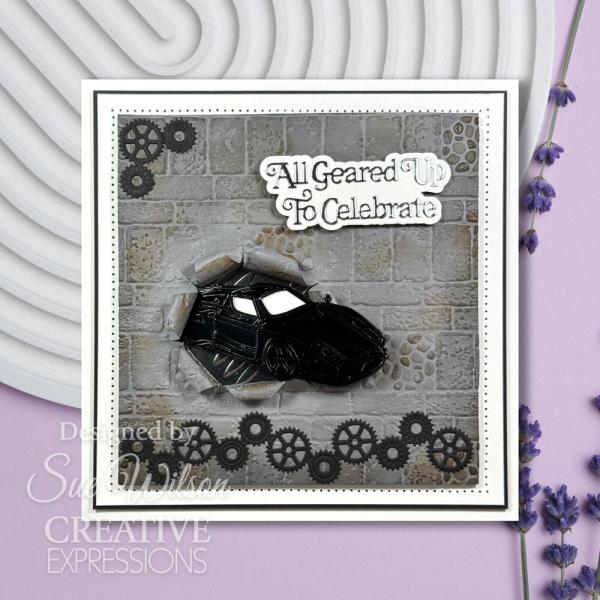 Creative Expressions - Stanzschablone "All Geared Up To Celebrate" Shadowed Sentiments Dies Mini Design by Sue Wilson