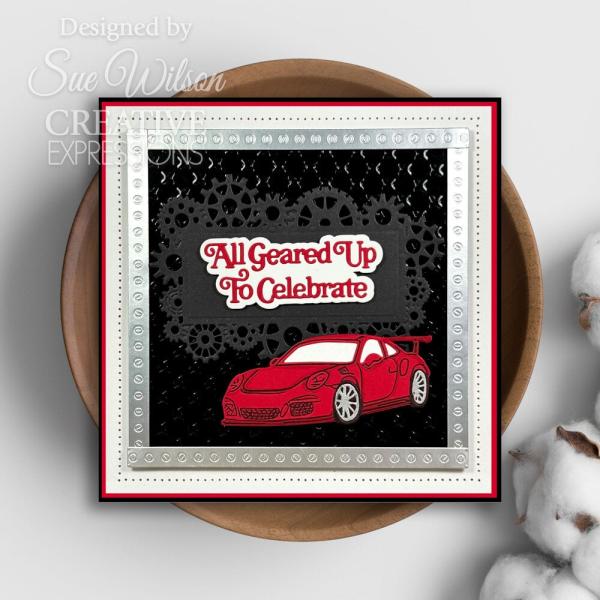 Creative Expressions - Stanzschablone "All Geared Up To Celebrate" Shadowed Sentiments Dies Mini Design by Sue Wilson