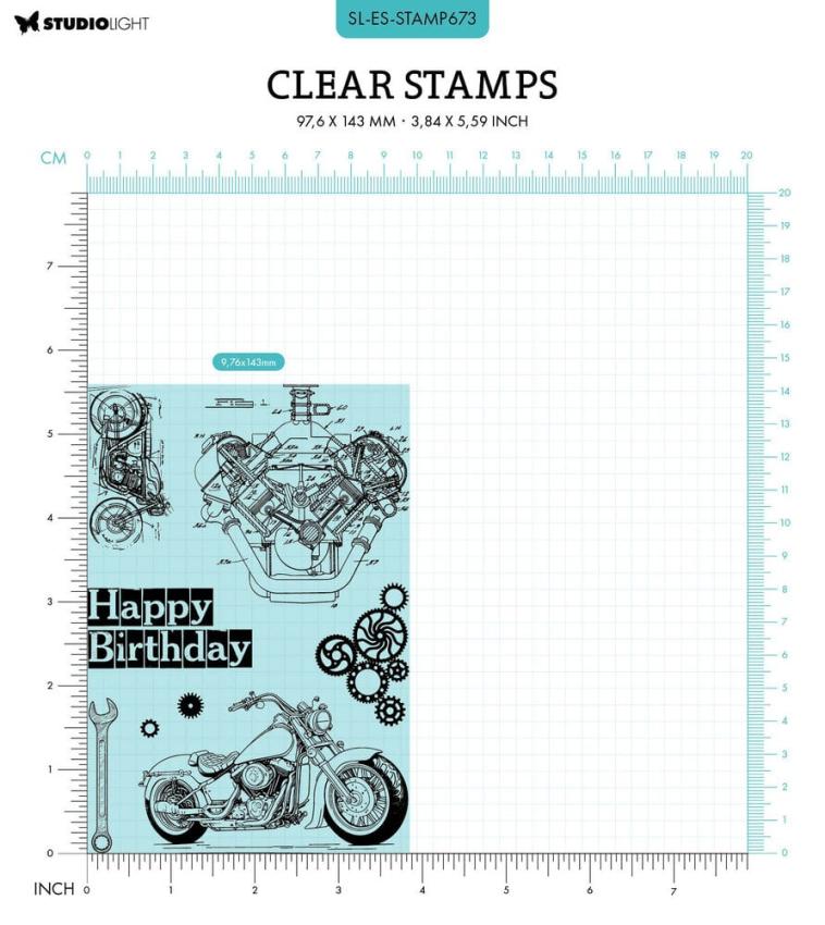Studio Light - Stempelset "Gears & Bikes" Clear Stamps