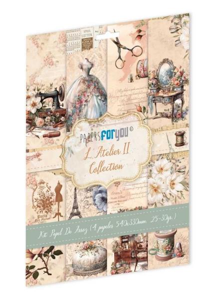 Papers For you - Decoupage Papier "L'Atelier II" Rice Paper Kit - 4 Bogen