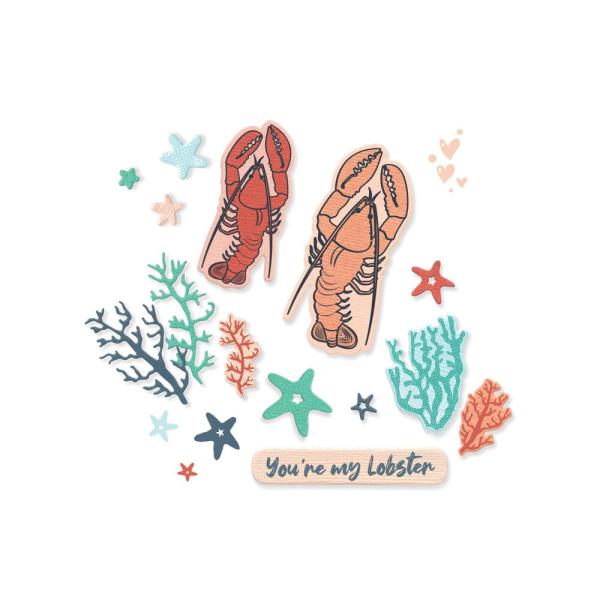 Sizzix - Stanzschablone & Stempelset "You're my Lobster" Framelits Craft Dies & Clear Stamps