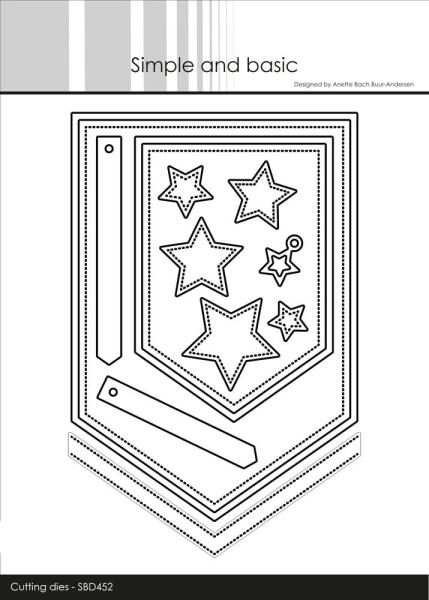 Simple and Basic - Stanzschablone 10,14,3cm "Reverse Fishtail w/Stars" Dies