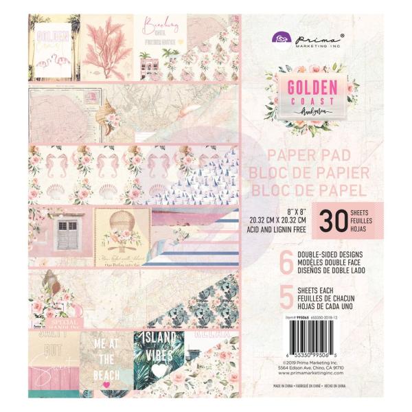 Prima Marketing - Designpapier "Golden Coast" Paper Pack 8x8 Inch - 30 Bogen