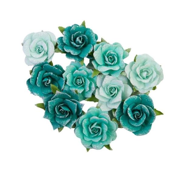 Prima Marketing - Papier Blumen "Painted Floral" Flowers Shiny Teal