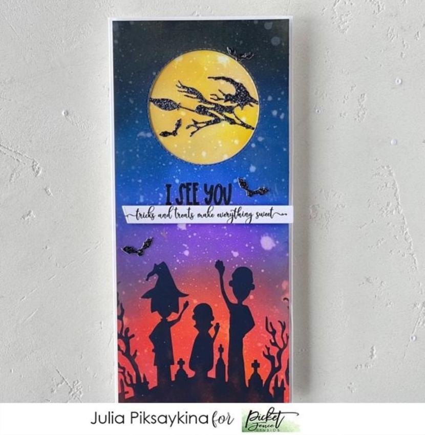 Picket Fence Studios - Schablone "Be Spooky Together" Stencil 6x6 Inch