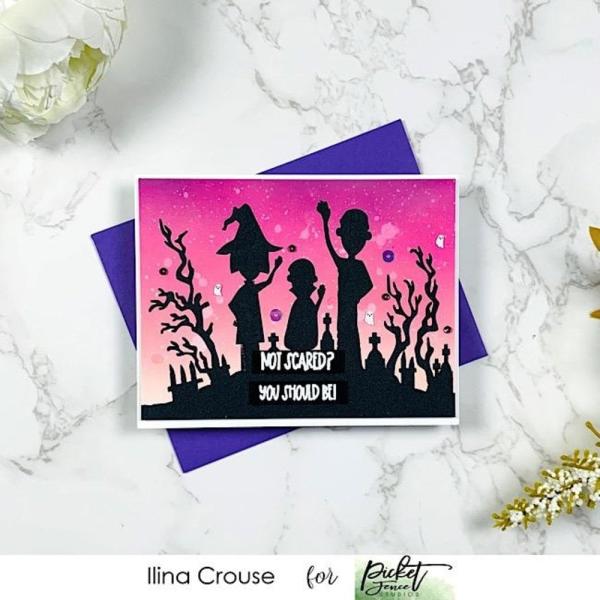 Picket Fence Studios - Schablone "Be Spooky Together" Stencil 6x6 Inch