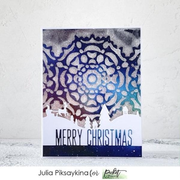Picket Fence Studios - Schablone "Hand Cut Snowflake" Slim Line Stencil 4x10 Inch