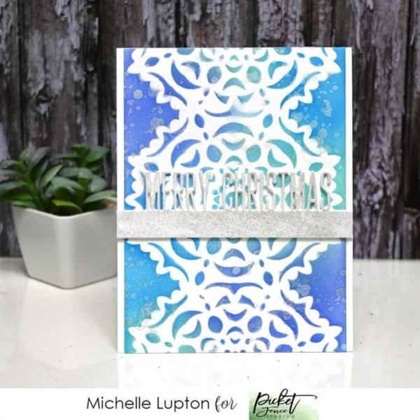 Picket Fence Studios - Schablone "Hand Cut Snowflake" Slim Line Stencil 4x10 Inch