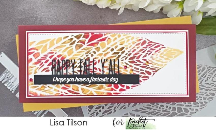 Picket Fence Studios - Schablone "Reversed Leaf" Slim Line Stencil 4x10 Inch