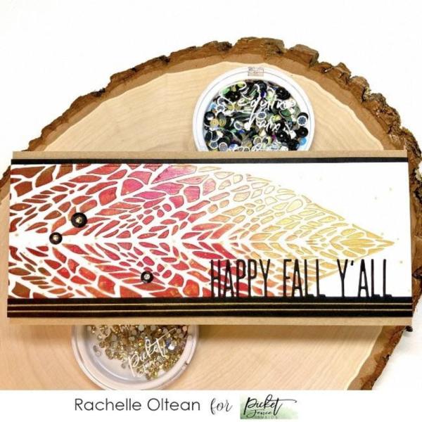 Picket Fence Studios - Schablone "Reversed Leaf" Slim Line Stencil 4x10 Inch