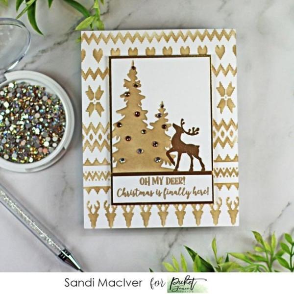 Picket Fence Studios - Schablone "Winter Forest Scenery" Slim Line Stencil 4x10 Inch