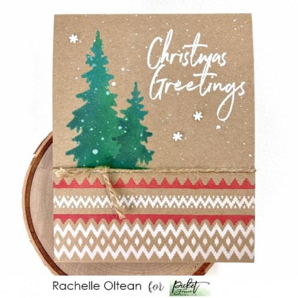 Picket Fence Studios - Schablone "Winter Forest Scenery" Slim Line Stencil 4x10 Inch