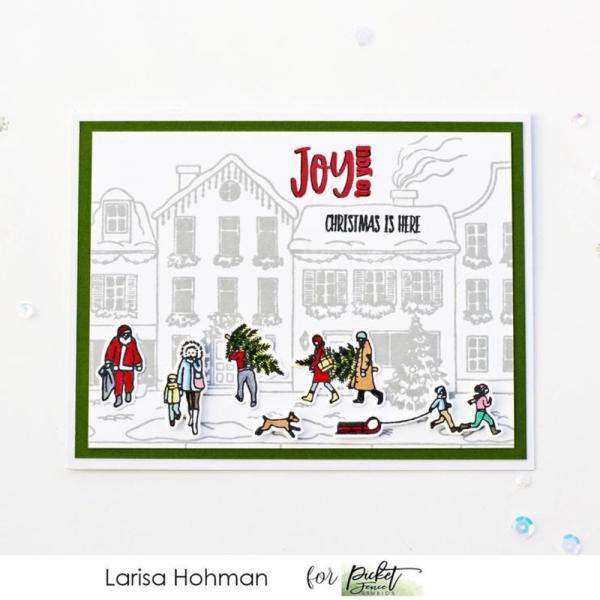 Picket Fence Studios - Stempelset "Winter Scene Building People" Clear stamps