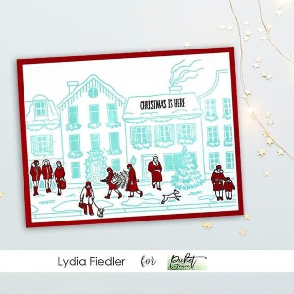 Picket Fence Studios - Stempelset "Winter Scene Building People" Clear stamps