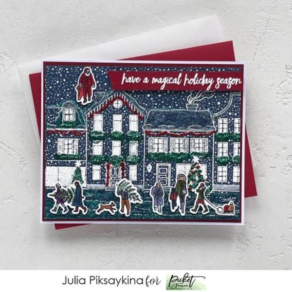 Picket Fence Studios - Stempelset "Winter Scene Building People" Clear stamps