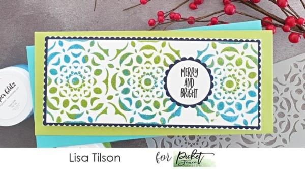 Picket Fence Studios - Schablone "Reversed Hand Cut Snowflake" Slim Line Stencil 4x10 Inch