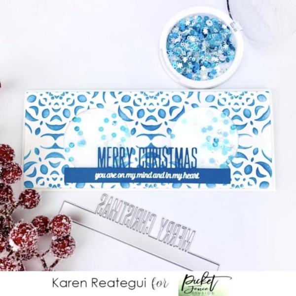 Picket Fence Studios - Schablone "Reversed Hand Cut Snowflake" Slim Line Stencil 4x10 Inch